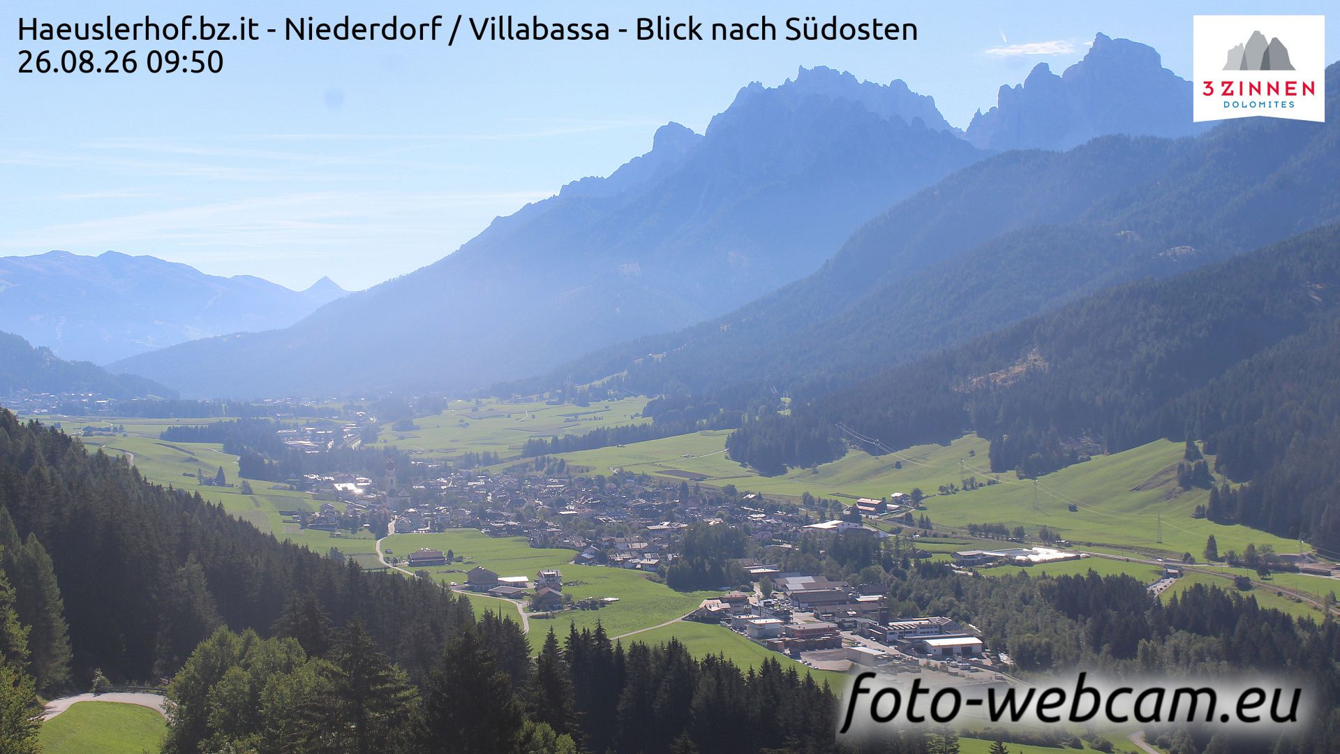 Traffic Cam Niederdorf - Villabassa: Haeuslerhof.bz.it - Blick nach Südosten