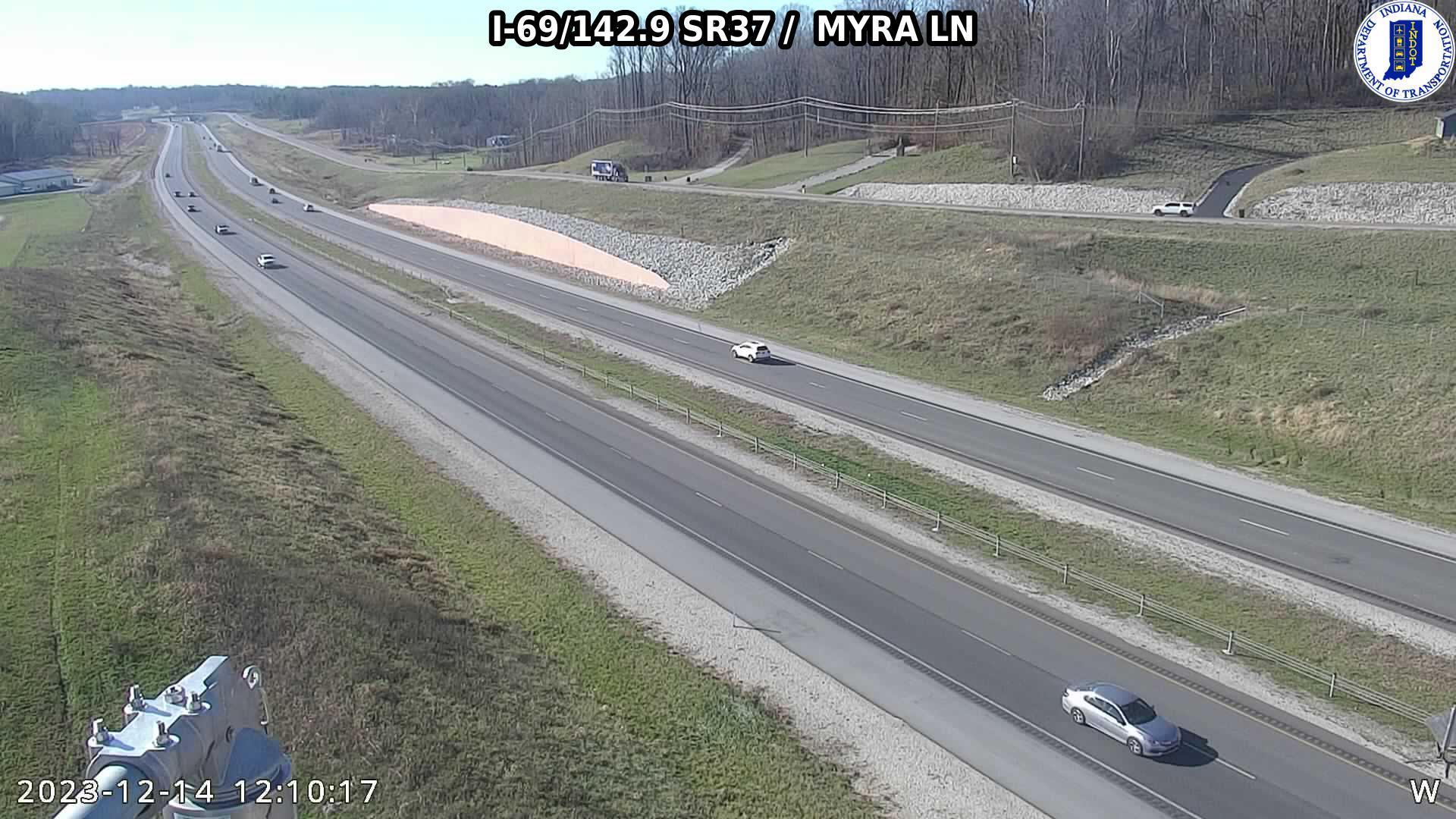 Traffic Cam Stines Mill Corner: I-69: I-69/142.9 SR37 - MYRA LN: I-69/142.9 SR37 - MYRA LN