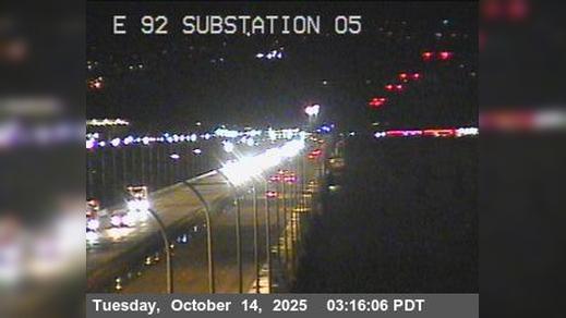 Traffic Cam Foster City › East: TVE06 -- SR-92 : San Mateo Bridge Substation