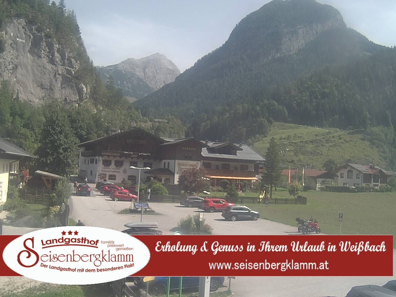 Traffic Cam Weissbach bei Lofer: Landgasthof Seisenbergklamm - Naturdenkmal Seisenbergklamm