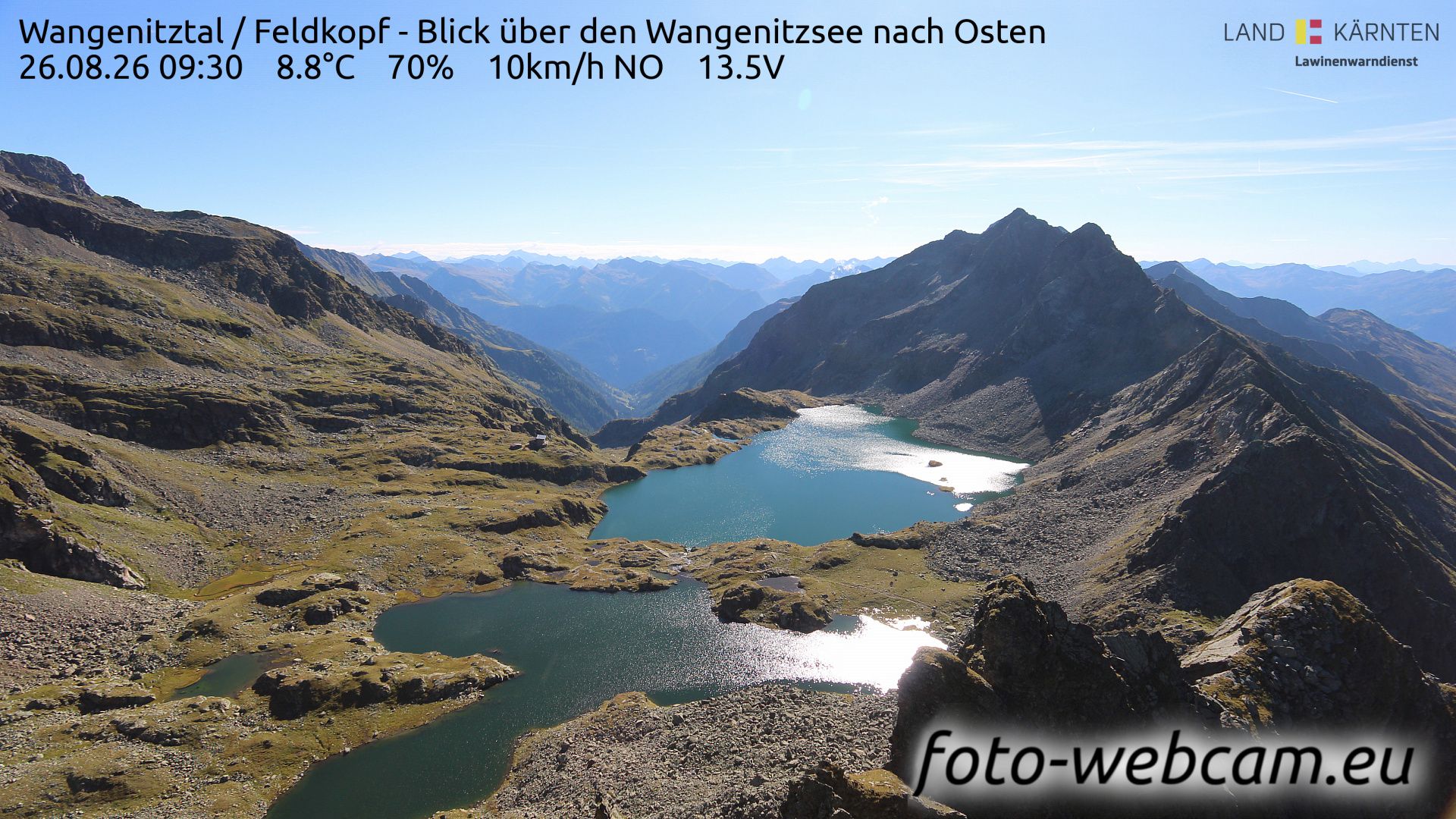 Traffic Cam Gemeinde Thurn: Wangenitztal - Feldkopf - Blick über den Wangenitzsee nach Osten
