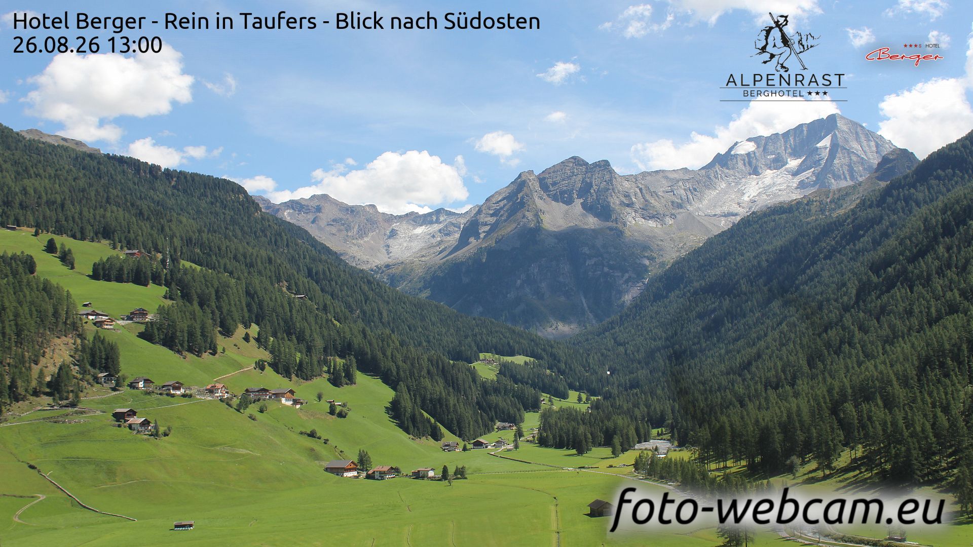 Traffic Cam Rein in Taufers - Riva di Tures: Hotel Berger - Blick nach Südosten