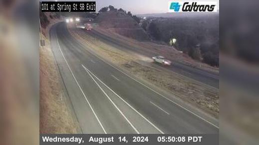 Traffic Cam ˌpæsə ˈroʊbʊlz › South: US-101 : Spring Street Southbound Exit