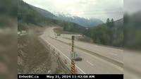 Last daylight view from Nicholson › East: Trans − Highway, Hwy 1 (Kicking Horse Canyon) at 10 Mile Brake Check, lo