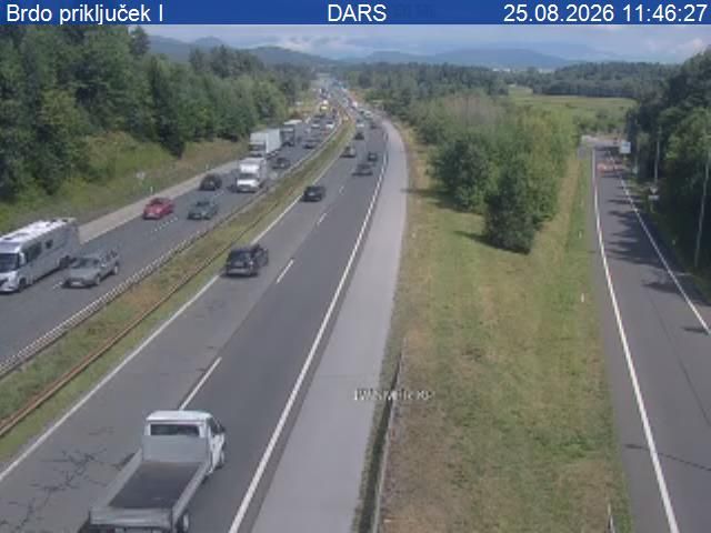 Traffic Cam Koseze: A2/E61, Ljubljana - zahodna obvoznica, priključek Brdo
