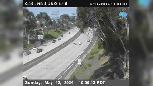 Traffic Cam San Diego › North: C029) I-5 : Just North Of I-15