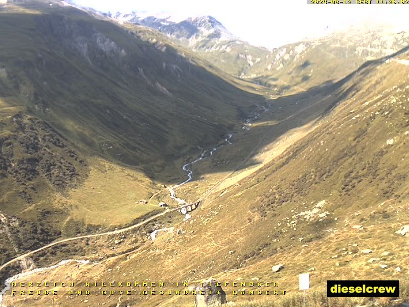 Realp: Blick vom Weiler Tiefenbach zum Furkapass