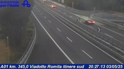 Preview delle webcam di Pergine Valdarno: A01 km. 345,0 Viadotto Romita itinere sud