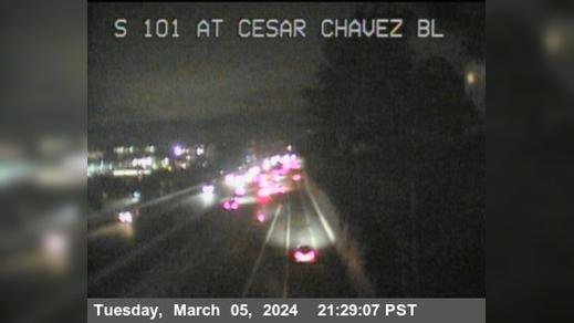 Traffic Cam San Francisco › South: TV312 -- US-101 : At Cesar Chavez Bl