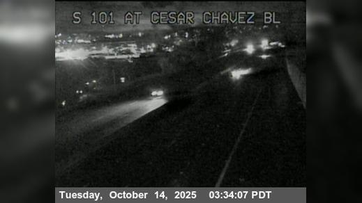 Traffic Cam San Francisco › South: TV312 -- US-101 : At Cesar Chavez Bl