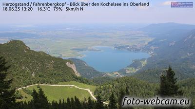 Walchensee: Herzogstand - Fahrenbergkopf - Blick über den Kochelsee ins Oberland