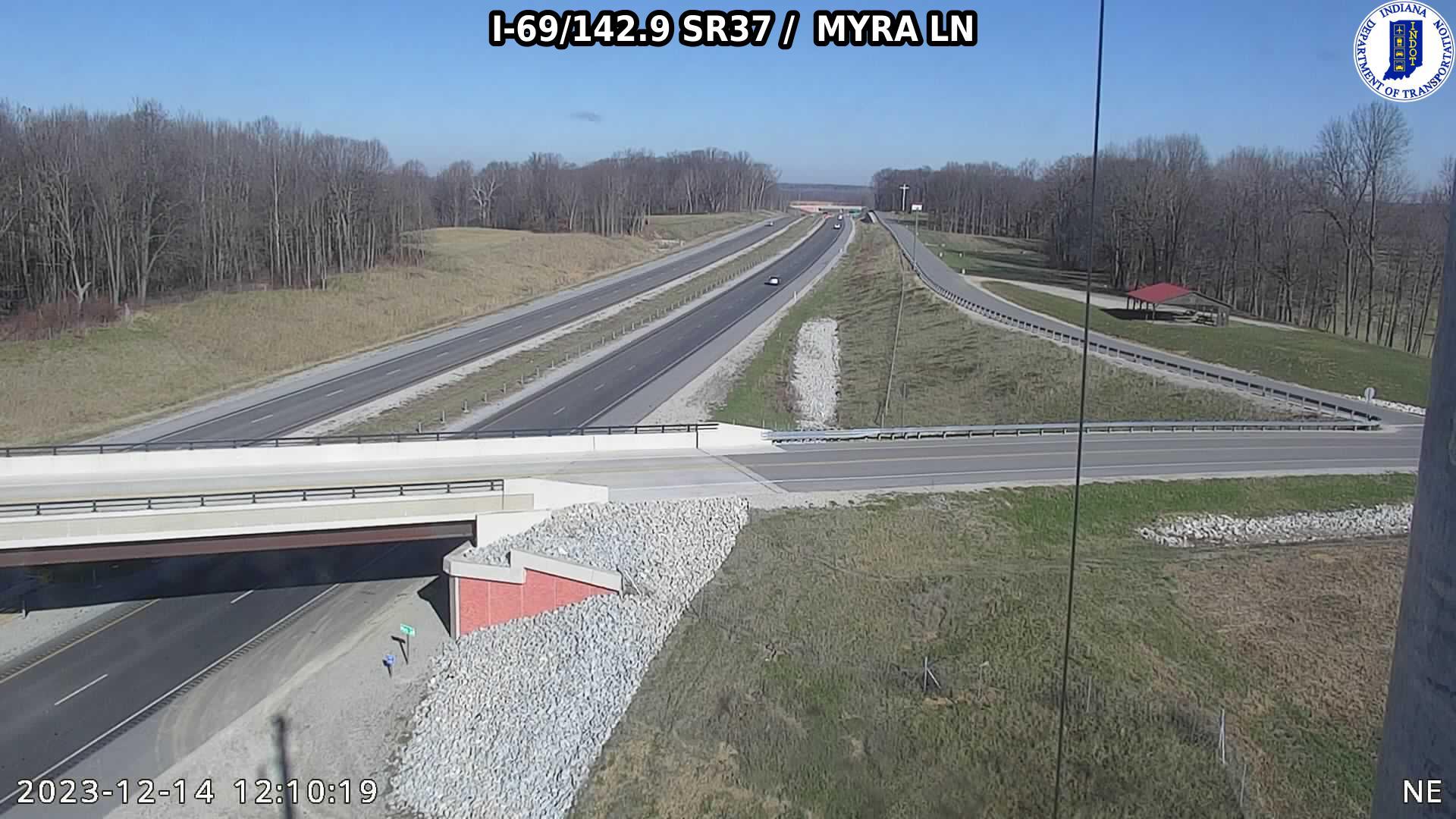 Traffic Cam Stines Mill Corner: I-69: I-69/142.9 SR37 - MYRA LN: I-69/142.9 SR37 - MYRA LN