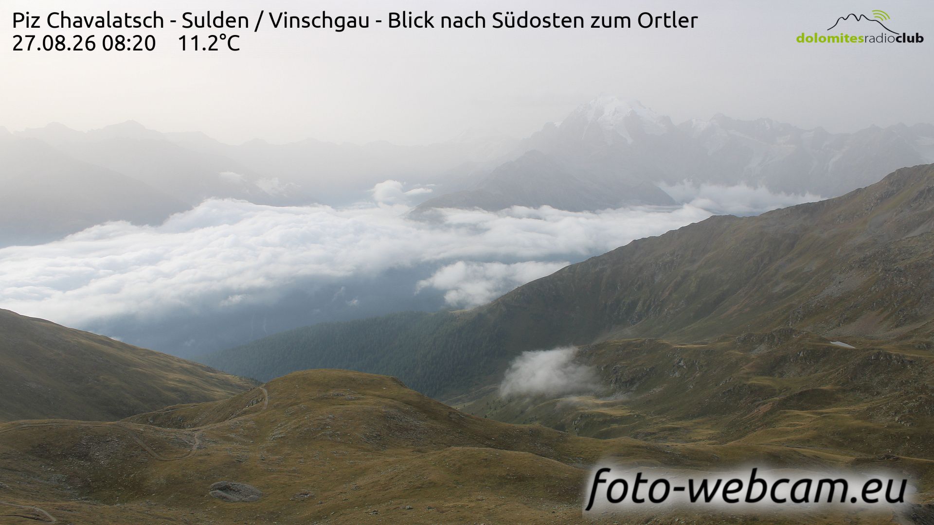 Traffic Cam Taufers im Munstertal - Tubre: Piz Chavalatsch - Sulden - Vinschgau - Blick nach Südosten zum Ortler
