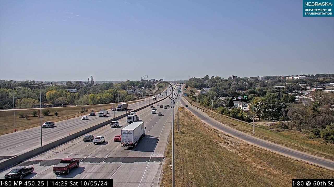 Omaha I80 60th St in Various Views Traffic Cam