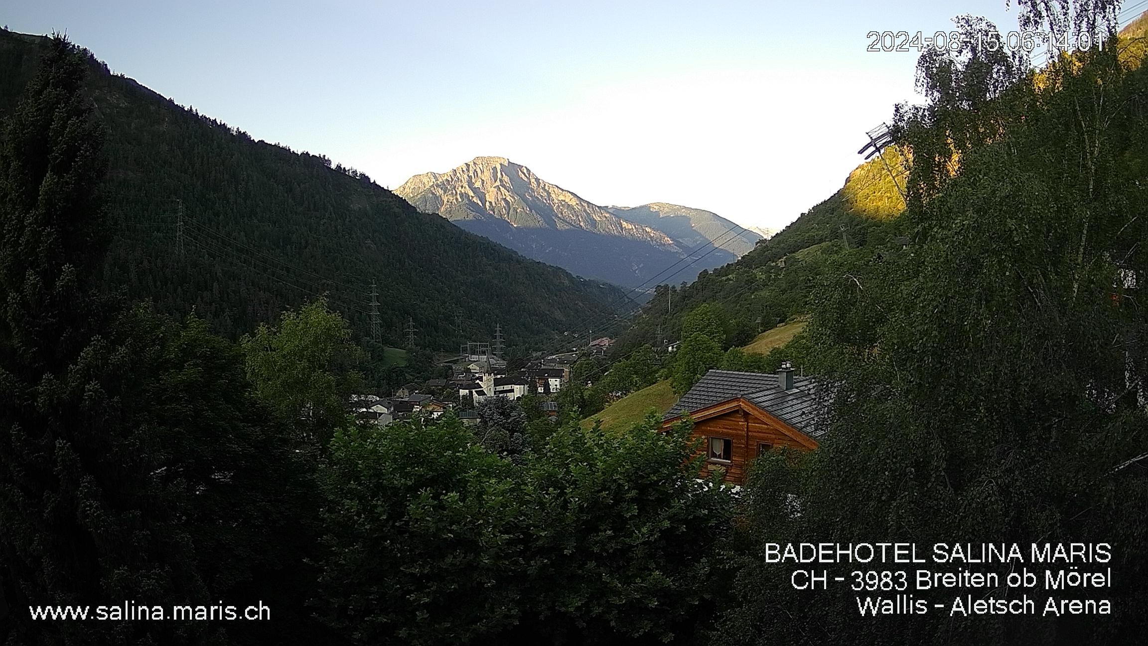 Mörel-Filet: Wellnesskurort Breiten (bei Riederalp) Aletsch Arena VS, Blick Richtung Brig + Glishorn