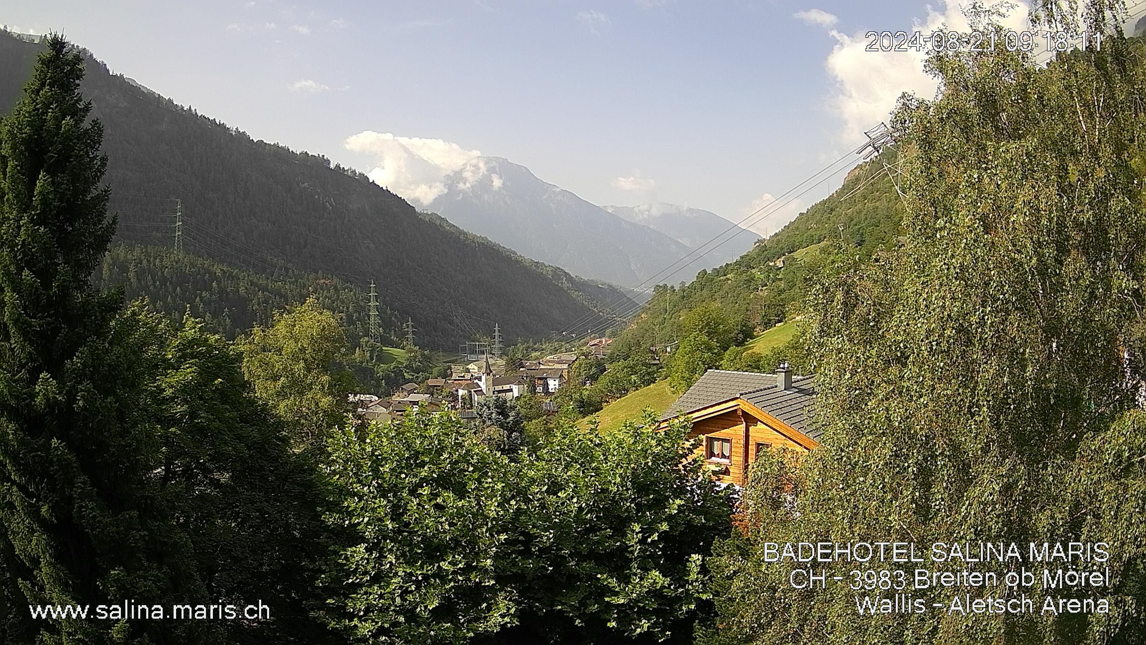 Mörel-Filet: Wellnesskurort Breiten (bei Riederalp) Aletsch Arena VS, Blick Richtung Brig + Glishorn