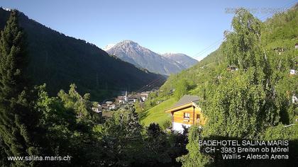Mörel-Filet: Wellnesskurort Breiten (bei Riederalp) Aletsch Arena VS, Blick Richtung Brig + Glishorn