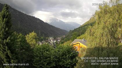 Mörel-Filet: Wellnesskurort Breiten (bei Riederalp) Aletsch Arena VS, Blick Richtung Brig + Glishorn