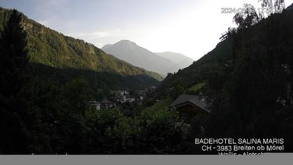 Mörel-Filet: Wellnesskurort Breiten (bei Riederalp) Aletsch Arena VS, Blick Richtung Brig + Glishorn