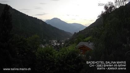 Mörel-Filet: Wellnesskurort Breiten (bei Riederalp) Aletsch Arena VS, Blick Richtung Brig + Glishorn