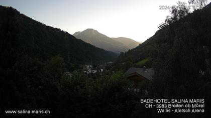 Mörel-Filet: Wellnesskurort Breiten (bei Riederalp) Aletsch Arena VS, Blick Richtung Brig + Glishorn