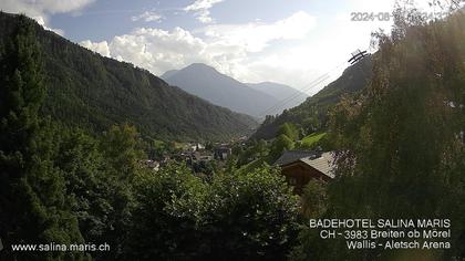 Mörel-Filet: Wellnesskurort Breiten (bei Riederalp) Aletsch Arena VS, Blick Richtung Brig + Glishorn