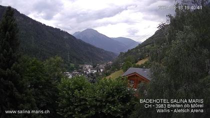 Mörel-Filet: Wellnesskurort Breiten (bei Riederalp) Aletsch Arena VS, Blick Richtung Brig + Glishorn