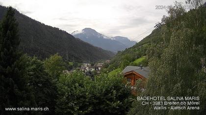 Mörel-Filet: Wellnesskurort Breiten (bei Riederalp) Aletsch Arena VS, Blick Richtung Brig + Glishorn