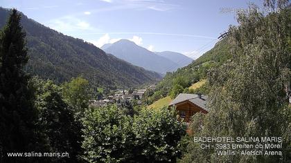 Mörel-Filet: Wellnesskurort Breiten (bei Riederalp) Aletsch Arena VS, Blick Richtung Brig + Glishorn