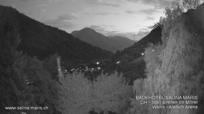 Mörel-Filet: Wellnesskurort Breiten (bei Riederalp) Aletsch Arena VS, Blick Richtung Brig + Glishorn