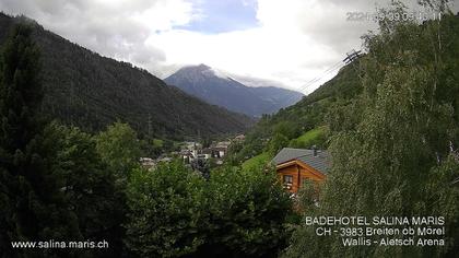 Mörel-Filet: Wellnesskurort Breiten (bei Riederalp) Aletsch Arena VS, Blick Richtung Brig + Glishorn