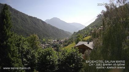 Mörel-Filet: Wellnesskurort Breiten (bei Riederalp) Aletsch Arena VS, Blick Richtung Brig + Glishorn