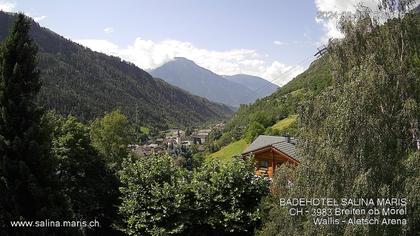 Mörel-Filet: Wellnesskurort Breiten (bei Riederalp) Aletsch Arena VS, Blick Richtung Brig + Glishorn