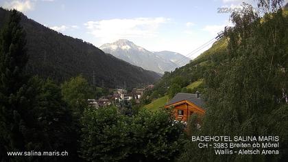 Mörel-Filet: Wellnesskurort Breiten (bei Riederalp) Aletsch Arena VS, Blick Richtung Brig + Glishorn