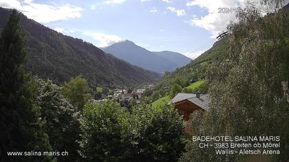 Mörel-Filet: Wellnesskurort Breiten (bei Riederalp) Aletsch Arena VS, Blick Richtung Brig + Glishorn