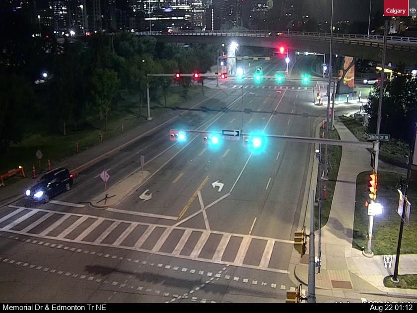 Traffic Cam Downtown East Village: Memorial Drive - Edmonton Trail NE