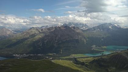 Sankt Moritz: St. Moritz - Piz Nair Bergstation, Blick Richtung St. Moritz und Silvaplana