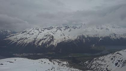 Sankt Moritz: St. Moritz - Piz Nair Bergstation, Blick Richtung St. Moritz und Silvaplana