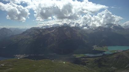 Sankt Moritz: St. Moritz - Piz Nair Bergstation, Blick Richtung St. Moritz und Silvaplana