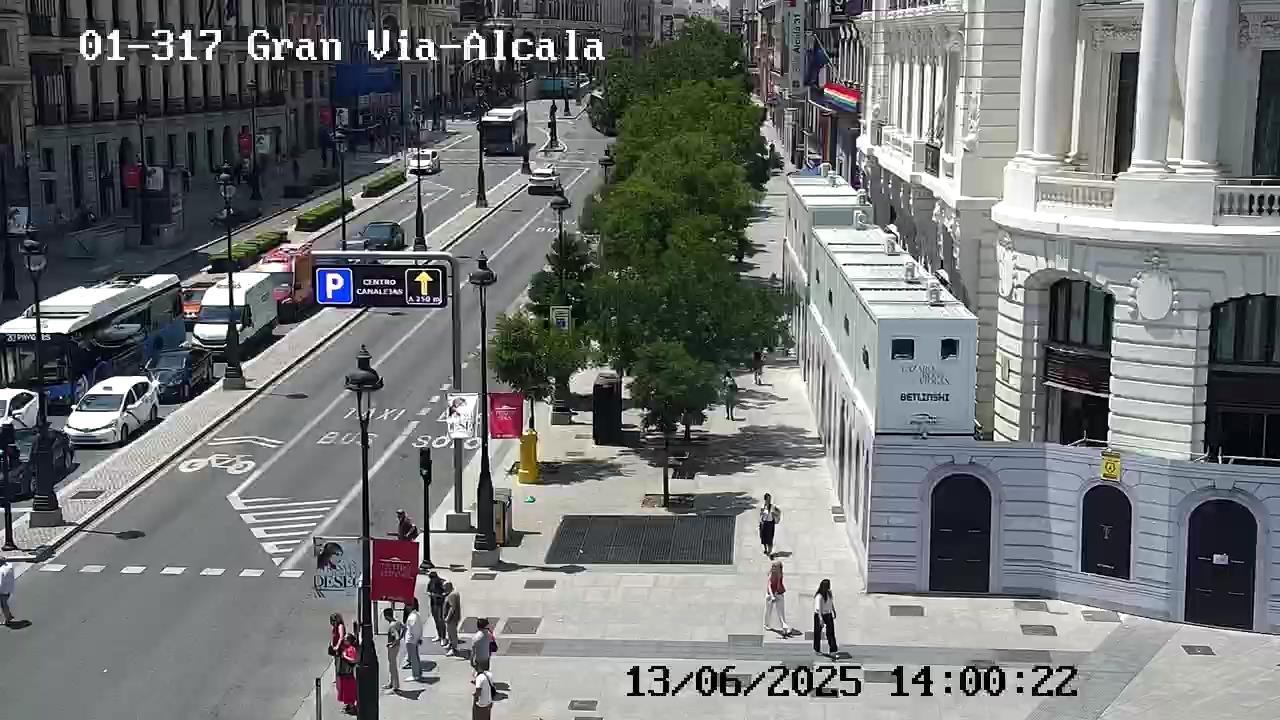 See Cortes GRAN VIA ALCALA Live Webcam Weather Report in