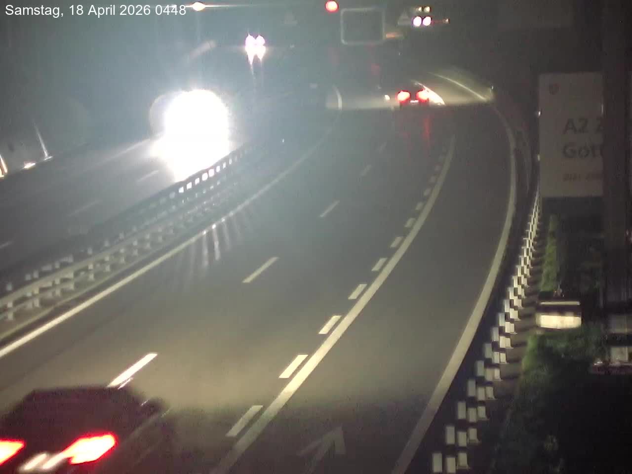 Wassen: A2/E35, Gotthardtunnel, Göschenen in Richtung Süd