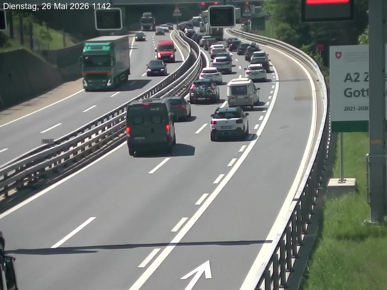 Wassen: A2/E35, Gotthardtunnel, Göschenen in Richtung Süd