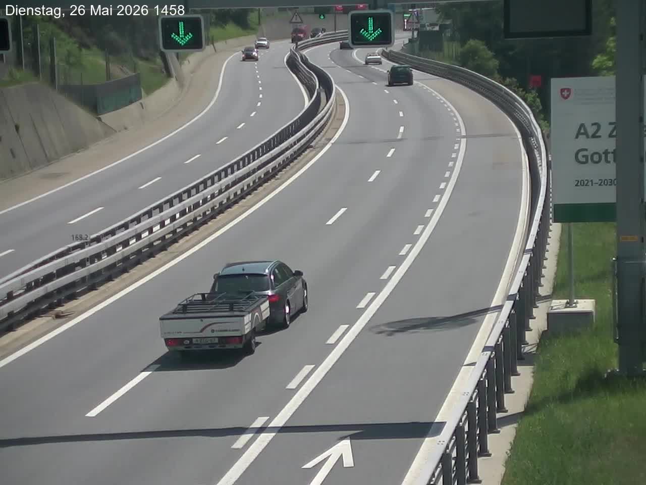 Wassen: A2/E35, Gotthardtunnel, Göschenen in Richtung Süd