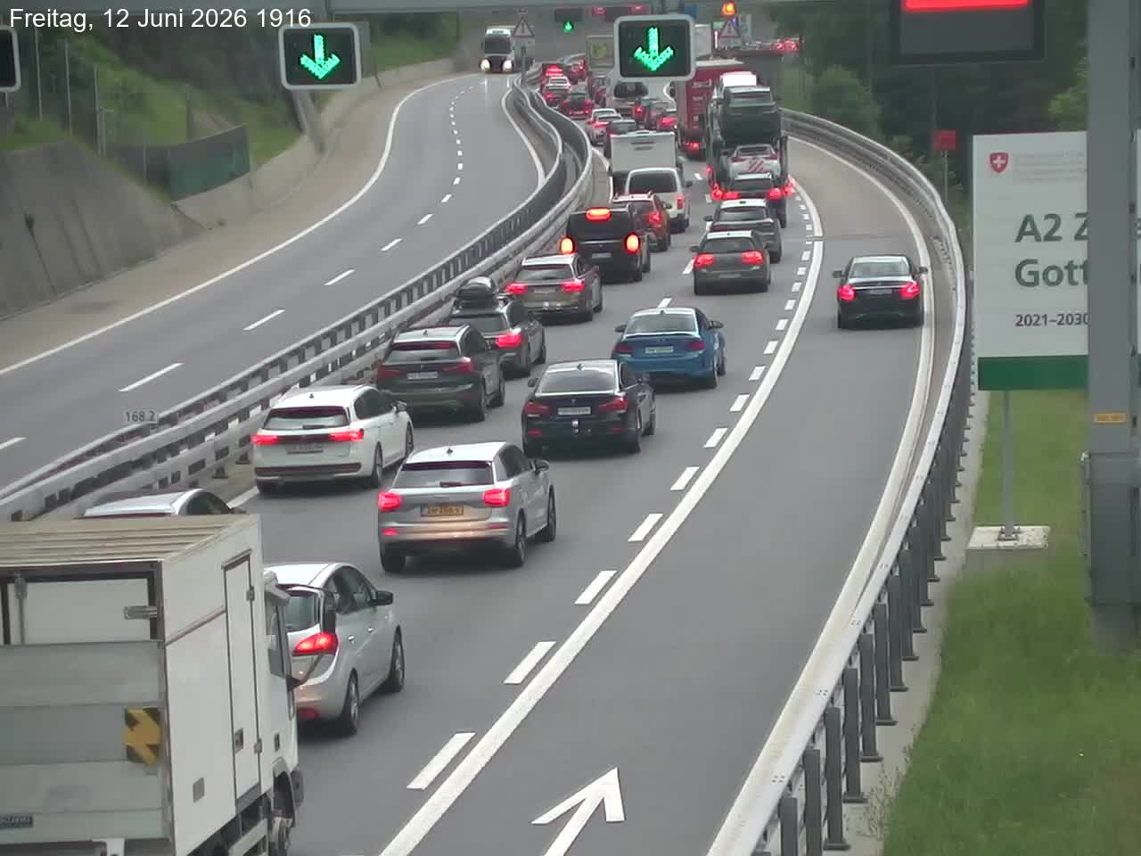 Wassen: A2/E35, Gotthardtunnel, Göschenen in Richtung Süd