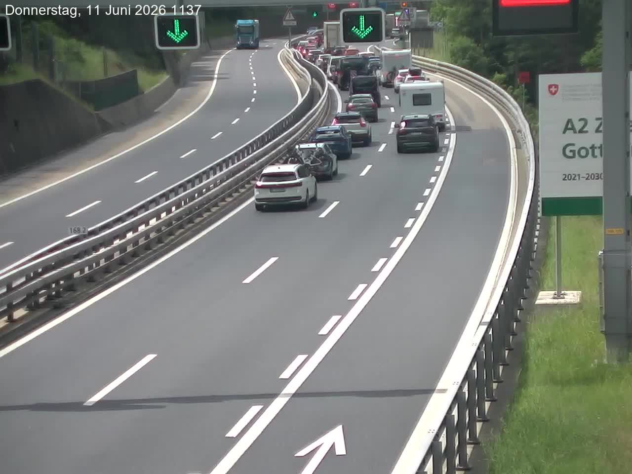 Wassen: A2/E35, Gotthardtunnel, Göschenen in Richtung Süd