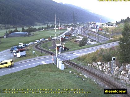 Oberwald: Blick zu den Bahnhöfen der Dampfbahn Furka-Bergstrecke und der Matterhorn-Gotthard-Bahn