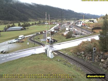 Oberwald: Blick zu den Bahnhöfen der Dampfbahn Furka-Bergstrecke und der Matterhorn-Gotthard-Bahn