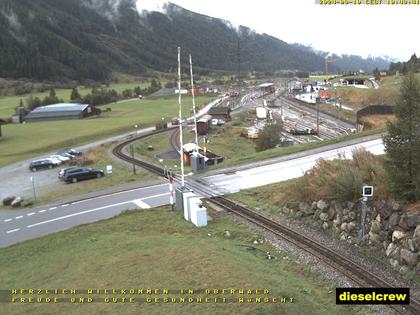 Oberwald: Blick zu den Bahnhöfen der Dampfbahn Furka-Bergstrecke und der Matterhorn-Gotthard-Bahn