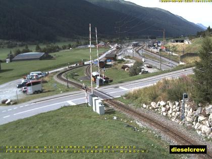 Oberwald: Blick zu den Bahnhöfen der Dampfbahn Furka-Bergstrecke und der Matterhorn-Gotthard-Bahn