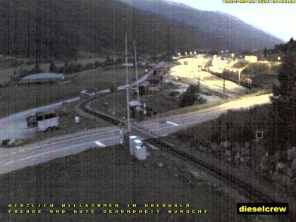 Oberwald: Blick zu den Bahnhöfen der Dampfbahn Furka-Bergstrecke und der Matterhorn-Gotthard-Bahn